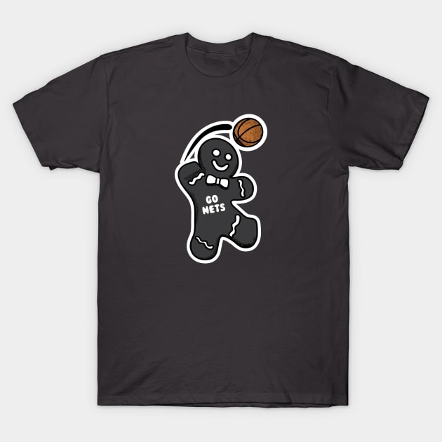 Brooklyn Nets Gingerbread Man T-Shirt by Rad Love